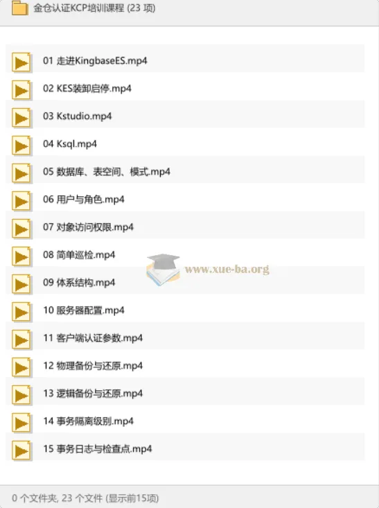 金仓认证KCP培训课程——KingbaseES数据库运维实战教程