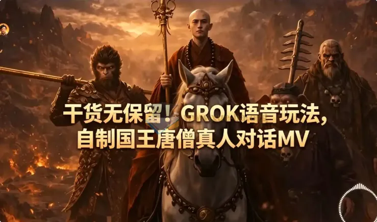 GROK语音玩法教程:自制国王唐僧真人对话MV