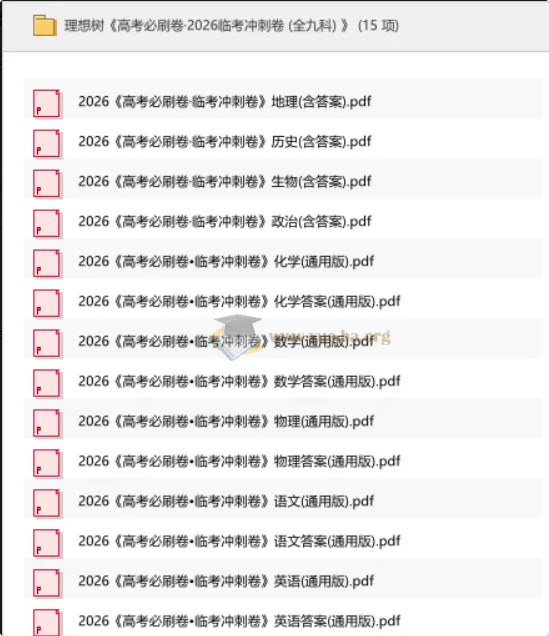理想树《高考必刷卷·2026临考冲刺卷》全九科合集