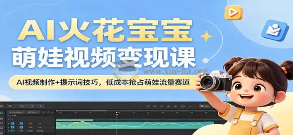 AI火花宝宝萌娃视频变现课：AI视频制作与提示词技巧，低成本抢占萌娃流量赛道