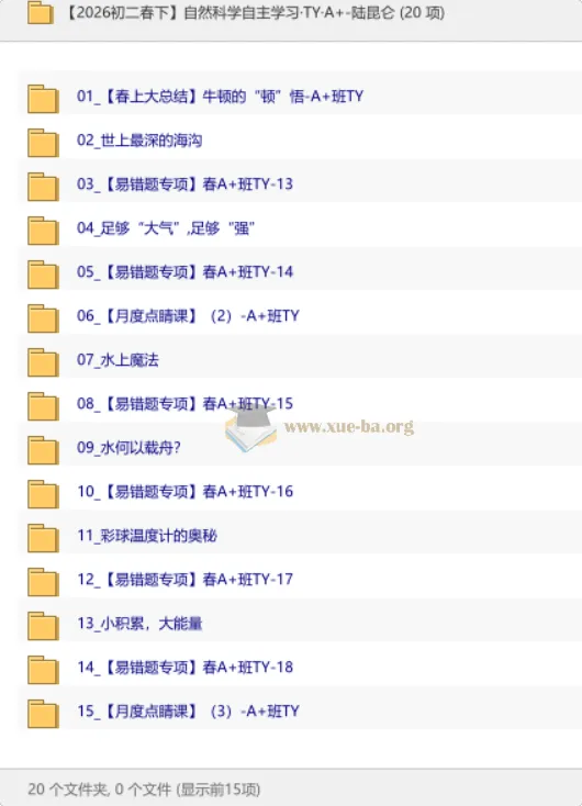 【2026初二春下】自然科学自主学习·TY·A+·陆昆仑