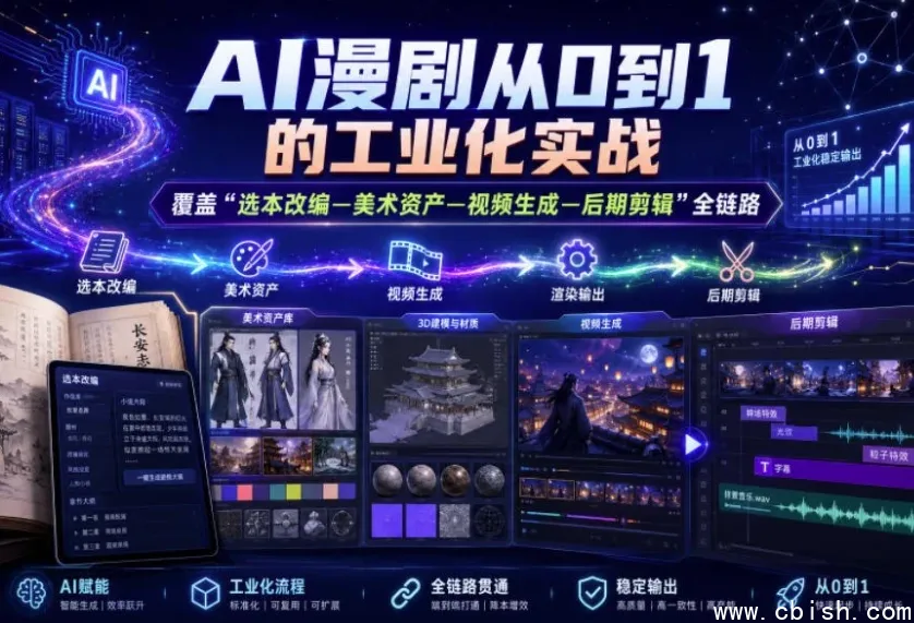 AI漫剧工业化实战全流程课程:从选本改编到后期剪辑一站式掌握