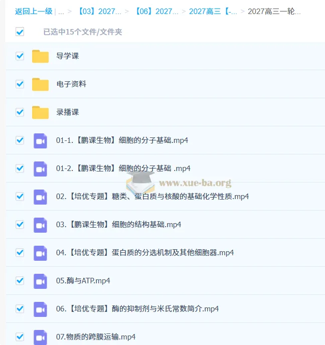 2027高考生物一轮复习 张鹏 系统课 分子与细胞 培优专题