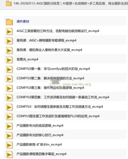 AIGC摄影训练营:AI置景+合成精修+多工具实操,商业摄影全流程落地课