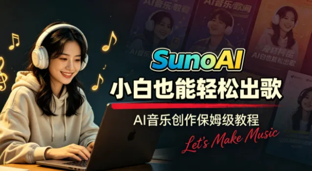 Suno AI音乐创作实战课:提示词、声音克隆与零基础接单变现全流程
