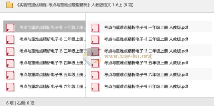 实验班提优训练:人教版语文1-6年级上册考点与重难点题型精梳