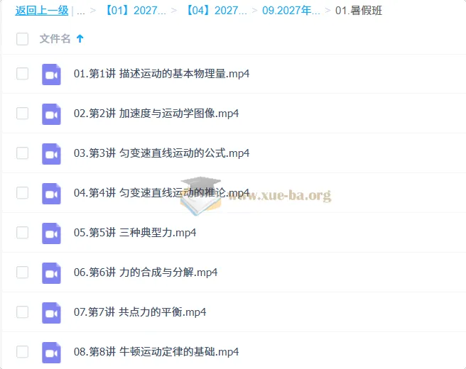 2027高中高一物理 跳跳&胡婷 一轮暑假班