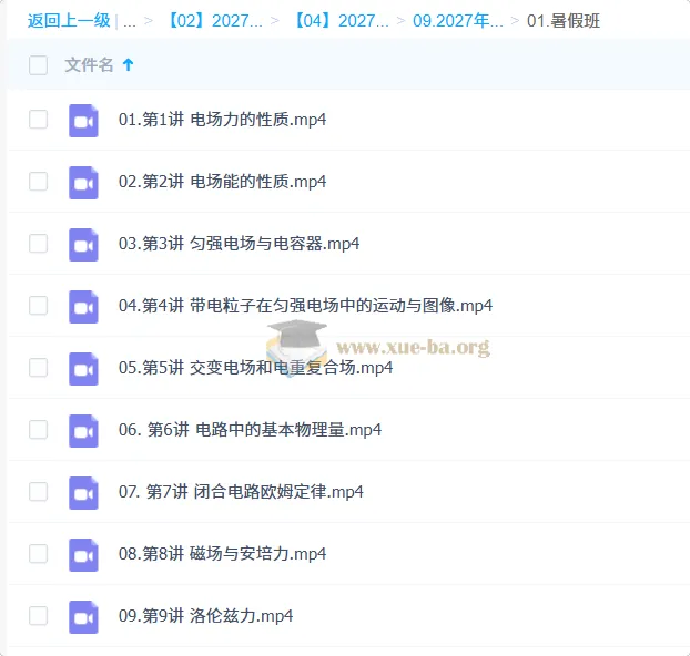 2027高中高二物理 跳跳 暑假班 电场磁场与电路核心提升