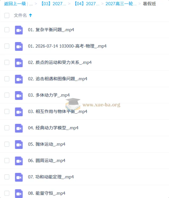 2027高三高考物理 蔡钧安 一轮暑假班