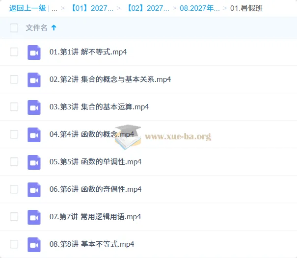 2027高中高一数学 张磊 暑假班
