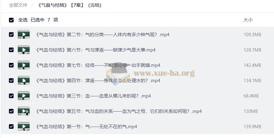 气血与经络（7集全）中医基础理论视频教程