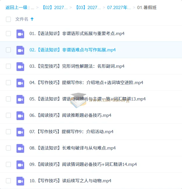2027高二英语顾斐暑假班 语法阅读写作全攻略