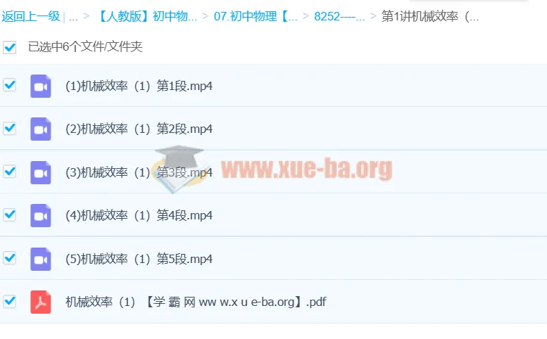 初中物理《姚老师讲物理》力学版块—机械效率专题精讲3讲全