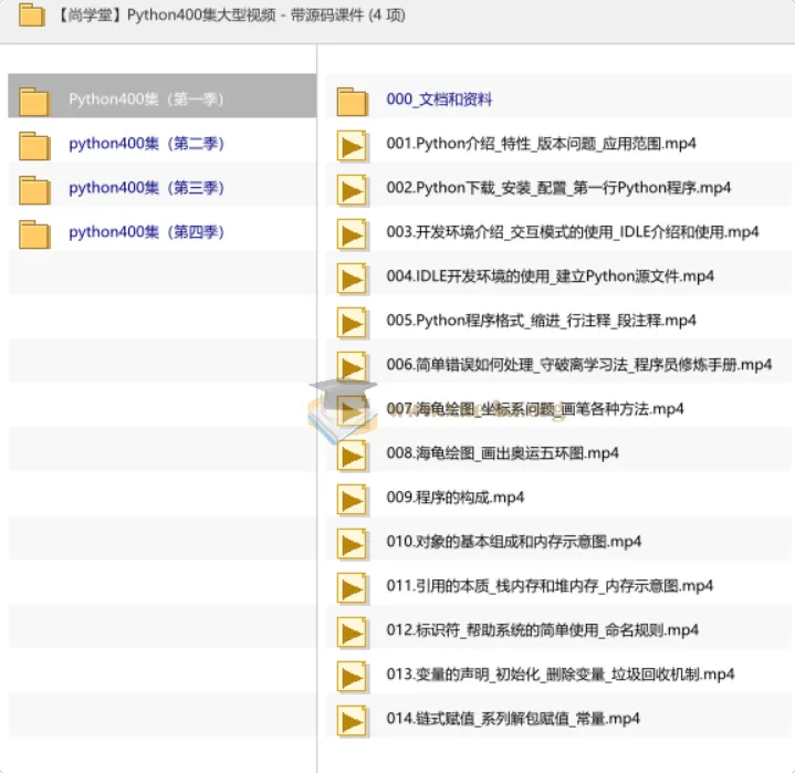 Python400集大型视频教程（含源码课件）——从入门到实战全覆盖