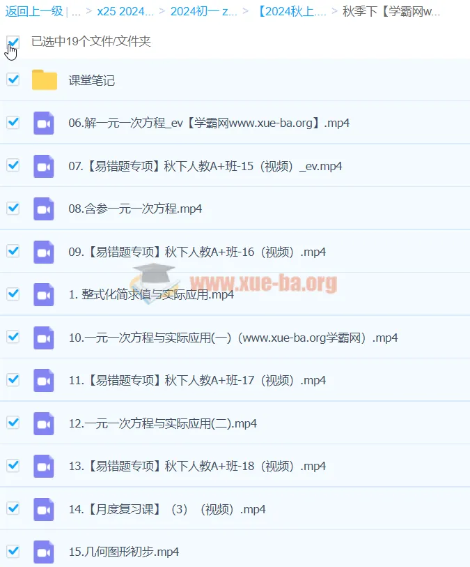 2024A+秋季班（下）初一数学培训课程 徐丝雨主讲