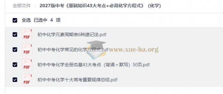 2027版中考化学《基础知识43大考点+必背化学方程式》全套备考资料