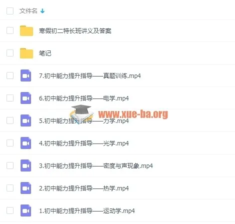 质心物理竞赛 2019初二物理特长班课程视频汇总