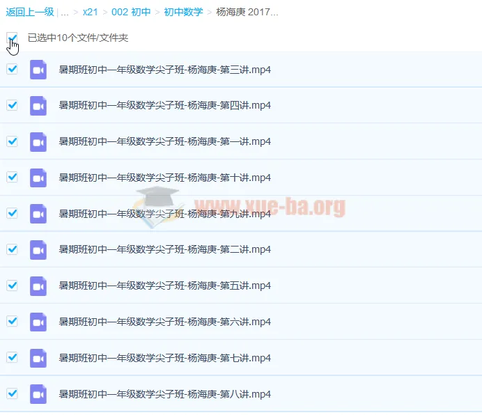 杨海庚初一数学暑假尖子班10讲完整课程 初中数学提前培优