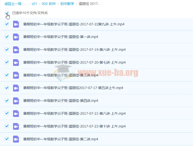 温丽佳 2017暑 初一数学暑假尖子班 10讲完结