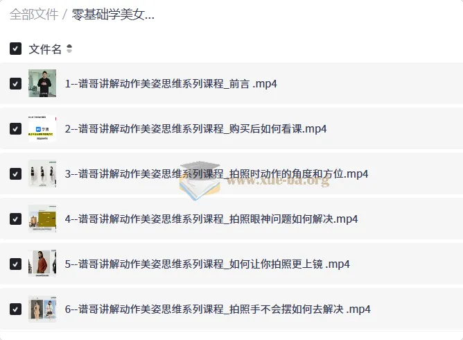零基础学美女摆姿拍照摄影教程:谱哥动作美姿思维与模特实操课