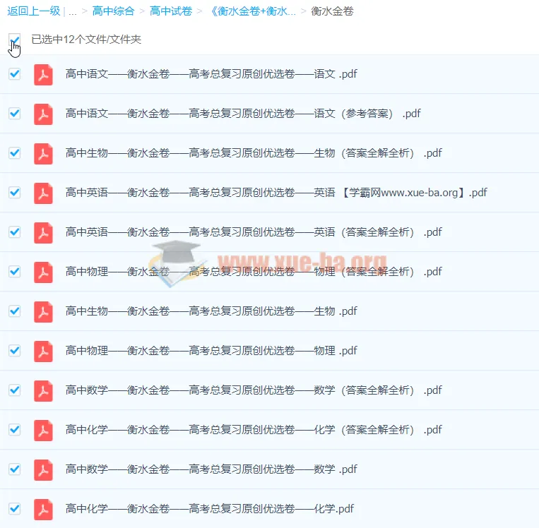 衡水金卷+衡水秘卷 高中全科高考复习试卷合集