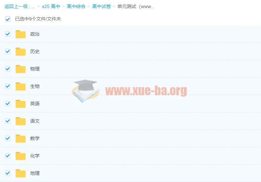 高中9科单元测试合集 全学科同步单元检测资料