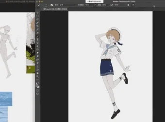 水水子小男孩团练PS绘画教程（起草+线稿+铺色）