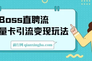 Boss直聘流量卡引流，日引200+创业粉变现玩法