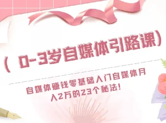 0 – 3岁自媒体引路课：零基础入门，月入2万的23个自媒体赚钱秘法
