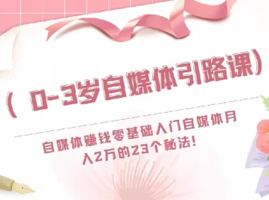 0 – 3岁自媒体引路课：零基础入门，月入2万的23个自媒体赚钱秘法