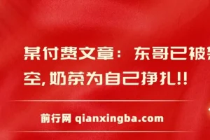 东哥被架空，奶茶为自身挣扎