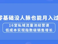 16堂私域流量池经营课：低成本实现销售增长，零基础月入过万