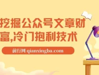公众号文章财富挖掘：冷门获利技术与自动采集教学