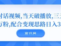 对话视频制作与变现教程，实现快速涨粉与日入300+