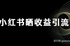 小红书晒收益图引流项目粉：日引200+秘籍