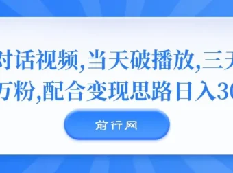 对话视频制作与变现教程，实现快速涨粉与日入300+