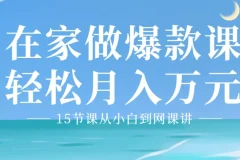 15节课：从小白到爆款网课讲师，开启月入万元副业之路