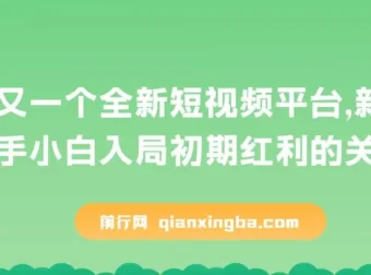 疑似巨头打造的全新短视频平台：新手小白抢占初期红利的机遇