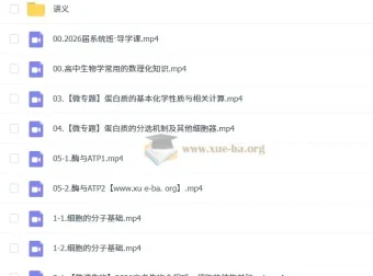 2026年张鹏高三生物高考一轮复习课程