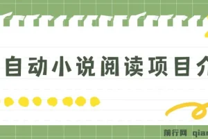 全自动小说阅读项目：纯脚本运营，小白轻松上手