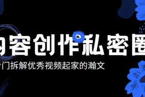 瀚文内容创作私密圈：从0打造差异化账号课程