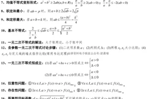 高中数学289个必备数学公式