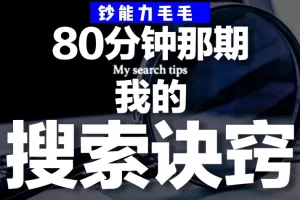 钞能力毛毛《B站充电专属视频：我的「有效搜索」方法论——如何用公开渠道挖掘隐藏信息》