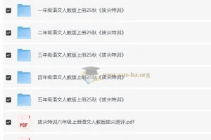 1-6年级语文人教版上册《拔尖特训》