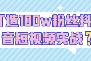 打造100w粉丝抖音短视频实战课程