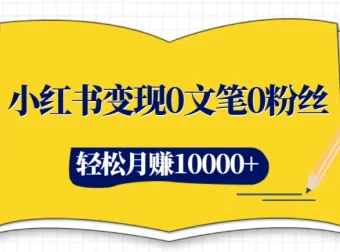 小红书变现：0文笔0粉丝也能玩赚小红书