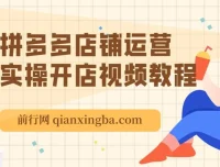 拼多多店铺运营实操开店视频教程
