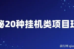 揭秘20种网创挂机类项目玩法