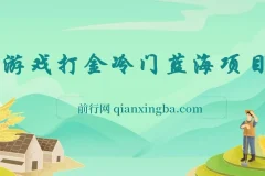 游戏打金冷门蓝海项目：手机简单操作，收益可观可复制