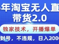 淘宝无人直播带货2.0独家技术：新手零门槛创业课程